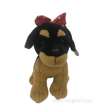 Plush Dog Wearing A Red Bow